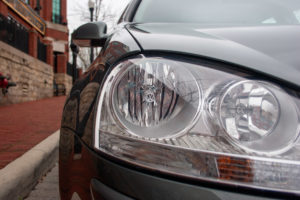 VW logo in a headlight